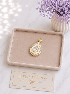 Freida Rothman Genuine Mother of Pearl Teardrop Necklace Pendant